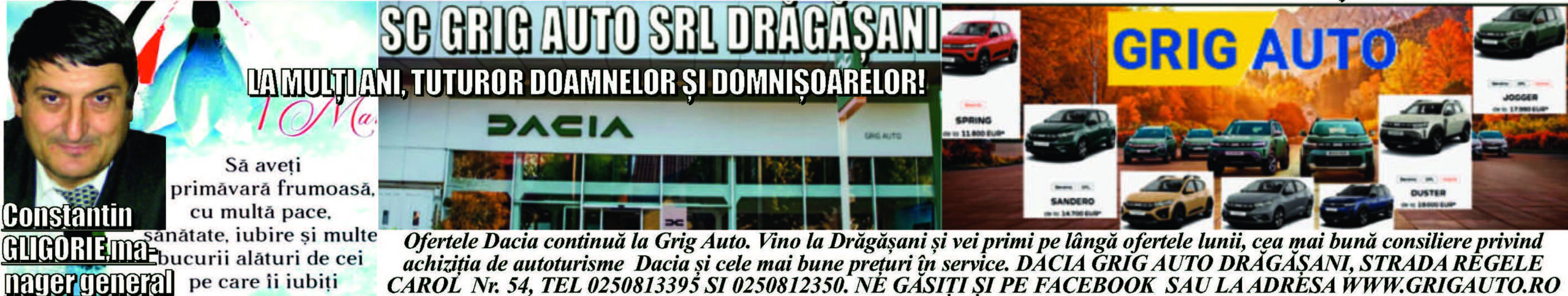 Felicitare Sc Grig Auto Srl Dealer Dacia Drgasani