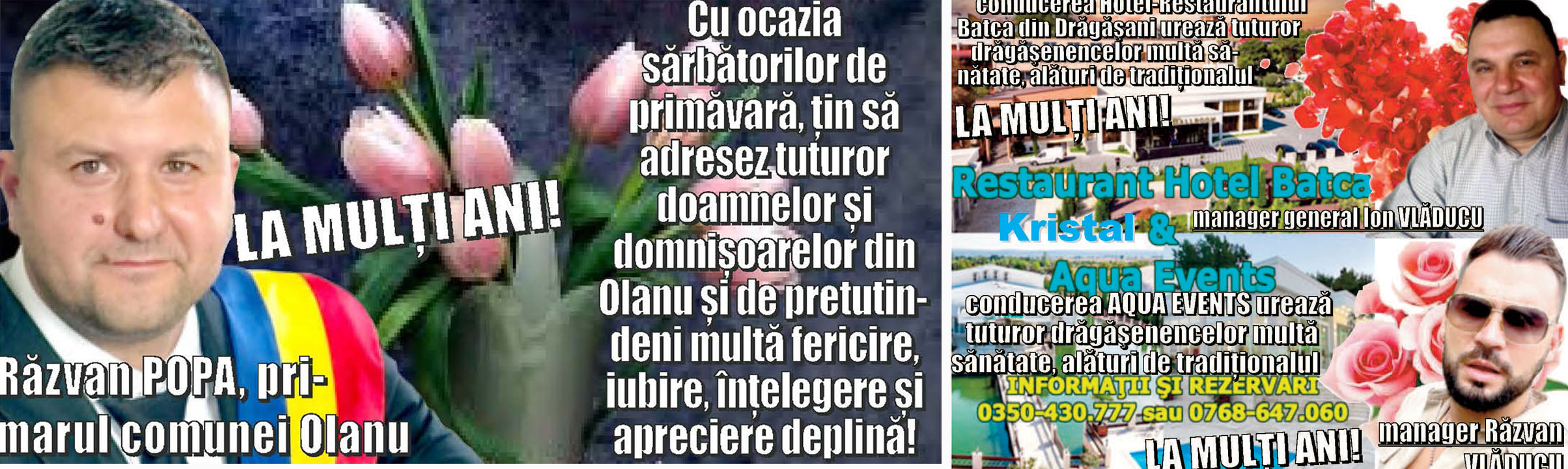 Felicitari Primar Razvan Popa PSD HRB KRISTAL SI AQUA EVENTS Dragasani