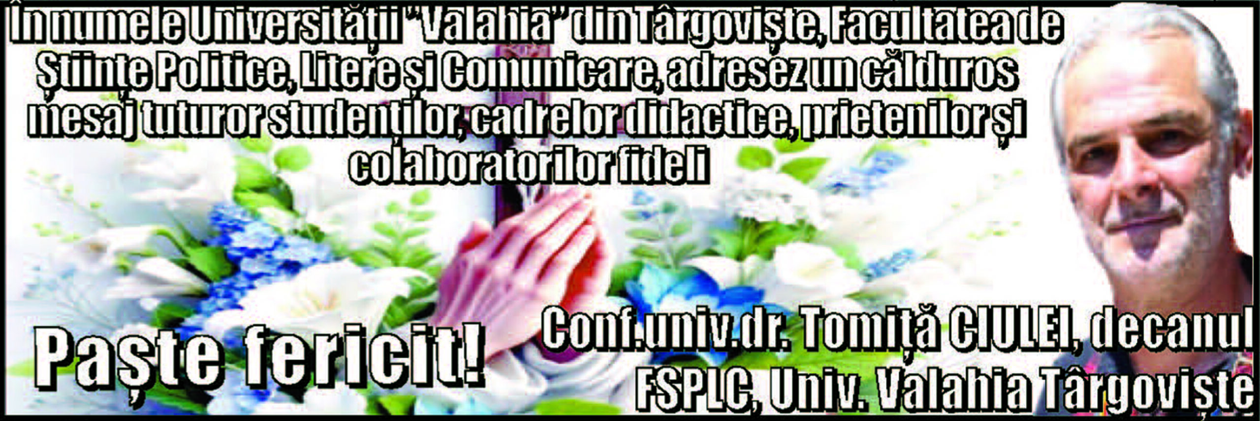 Felicitare Paste 2026 Universitatea Valahia Din Targoviste